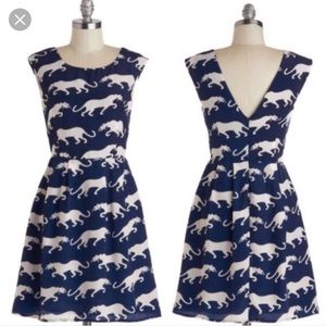 ModCloth “Paws A Commotion” navy print dress S